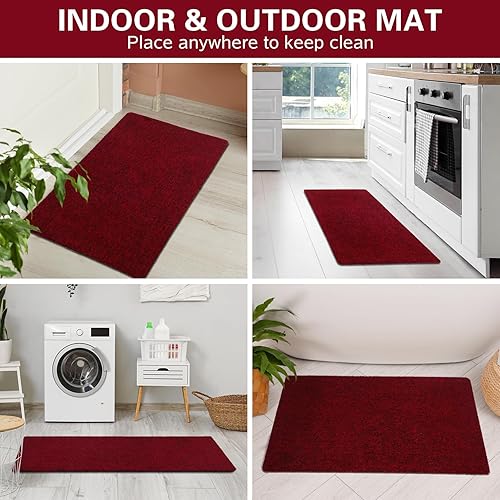 Miniatura 7 de Felpudo de entrada, tapete de entrada para porche, 17 x 30 pulgadas, antideslizante, resistente a la suciedad