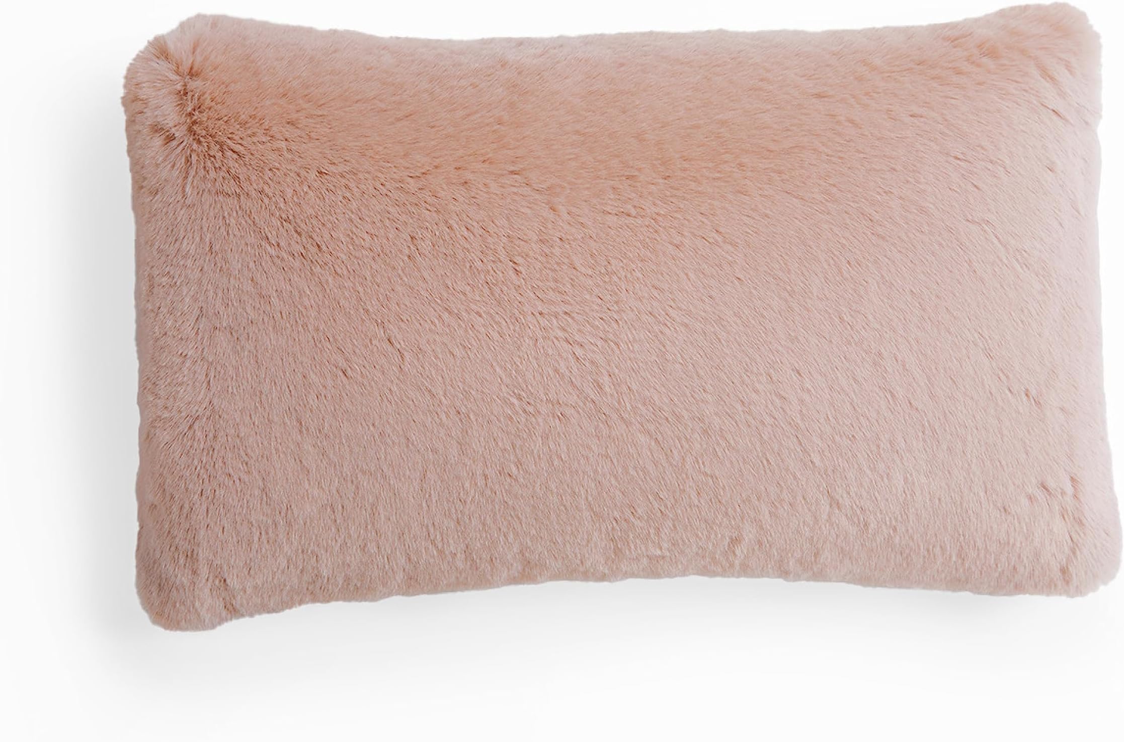 UnHideSquish Lumbar - Faux Fur Pillow - Extra Soft Throw Pillow - Rectangular Shaped Pillow, Polyester Fill - Machine Washable - Perfect for Living Room Or Bedroom - 10” x 18” - Rosy Baby