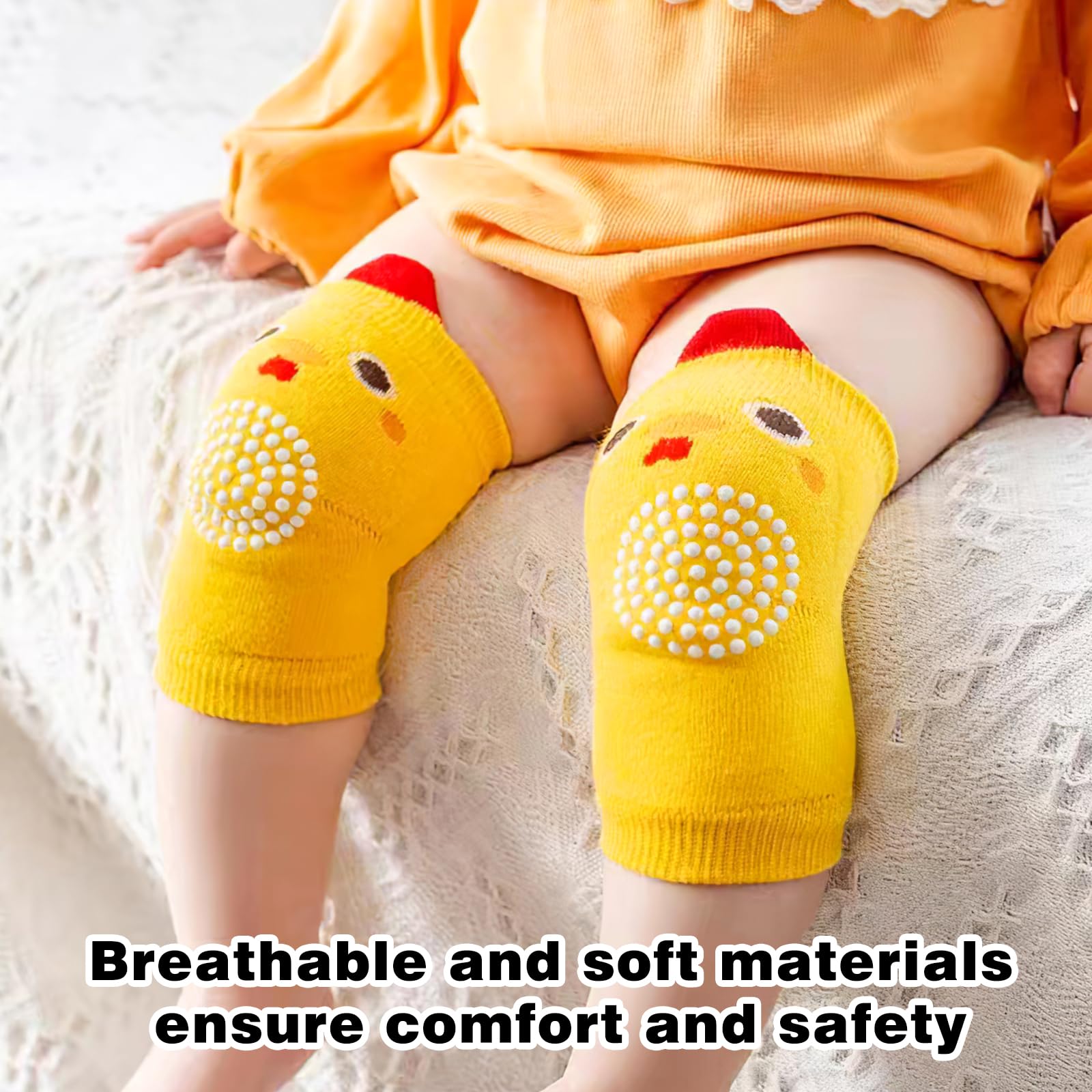 3 Pezzi Ginocchiere Per Neonati - Antiscivolo, Con Puntini Di Gomma, Morbide E Traspiranti, Per Gattonamento E Primi Passi - Foto 4