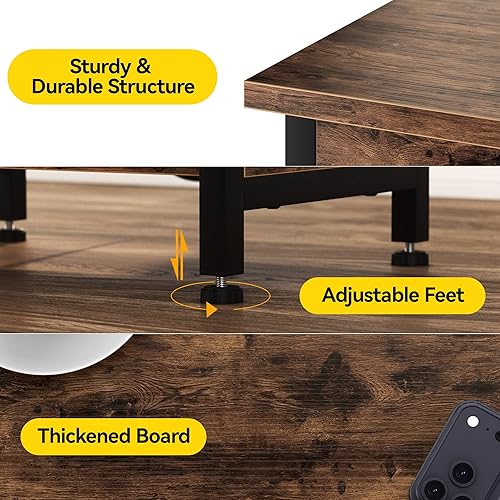 Miniatura 6 de Side Table with Charging Station & USB Port Set of 2, Small End Table Nightstands Bedside Table for Living Room Bedroom Office Bathroom Small Space,