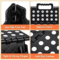 Vista 4 de ACSTEP Taburete plegable para niños y adultos, 15 pulgadas, extra ancho, 9 pulgadas de altura (paquete de 2), más seguro y cómodo, soporta hasta 300