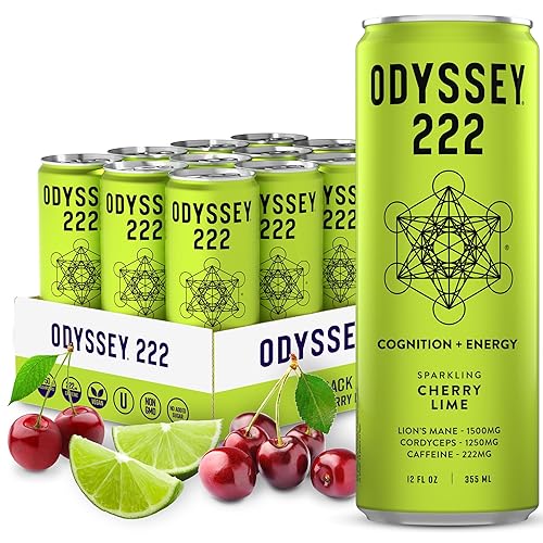 Miniatura 1 de Odyssey - Bebida energética 222, preentrenamiento, 222 mg de cafeína, bebidas energéticas limpias, L teanina, melena de león, cordyceps y té verde