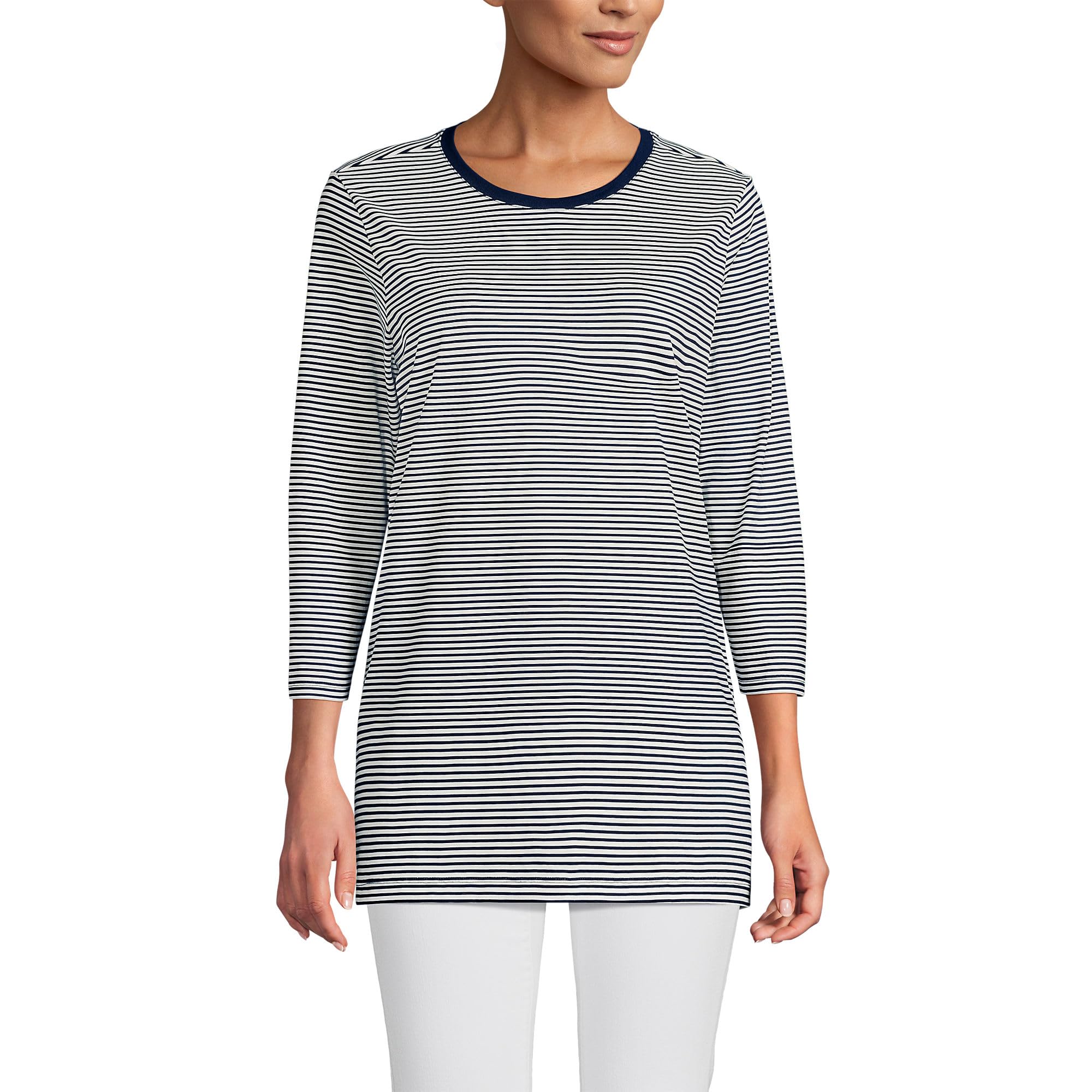 Lands' End Women's 3/4 Sleeve Supima Cotton Crewneck Tunic