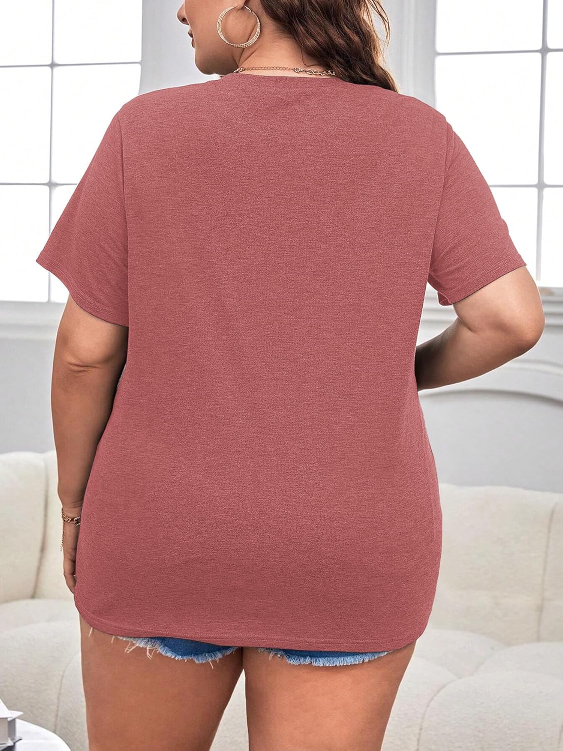 HDLTE Womens Plus Size Valentines Shirts Love Heart Graphic Print Short Sleeve Tops Casual Tees Blouse - Image 6