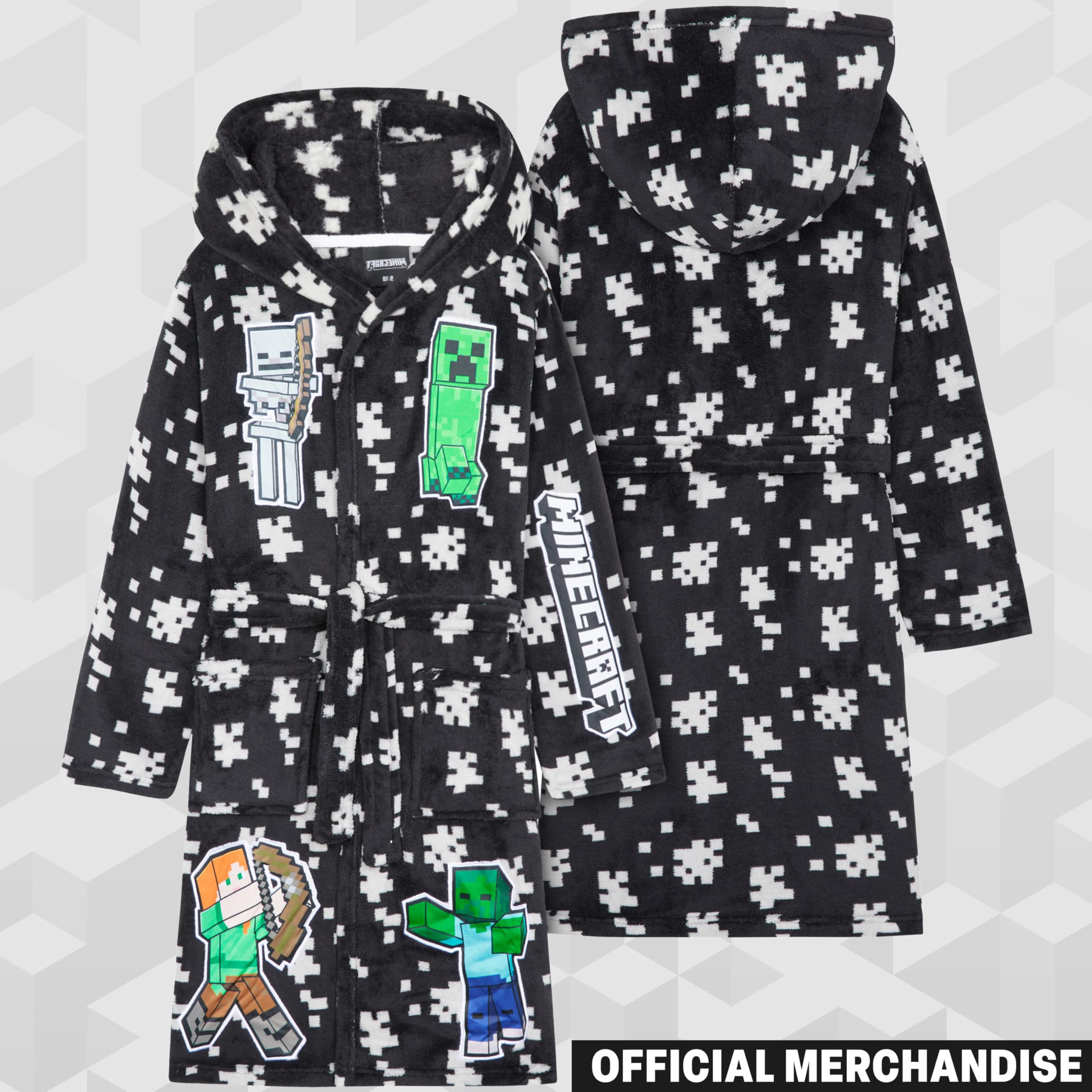 Minecraft Bata de Casa Niño Polar con Capucha y Bolsillos Ropa Invierno Regalo Creeper