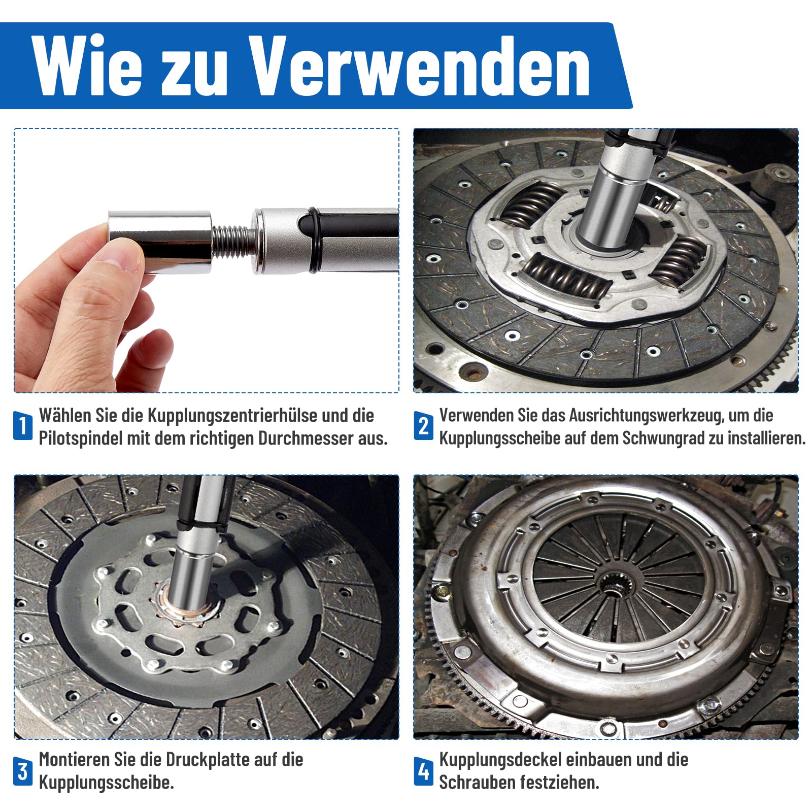 11-teiliges Kupplungszentrierwerkzeug, 12-20mm Kupplung Zentrierwerkzeug Universal, Tragbarer Zentrierwerkzeugsatz Kupplung für die Meisten Autos und Leichte Nutzfahrzeuge