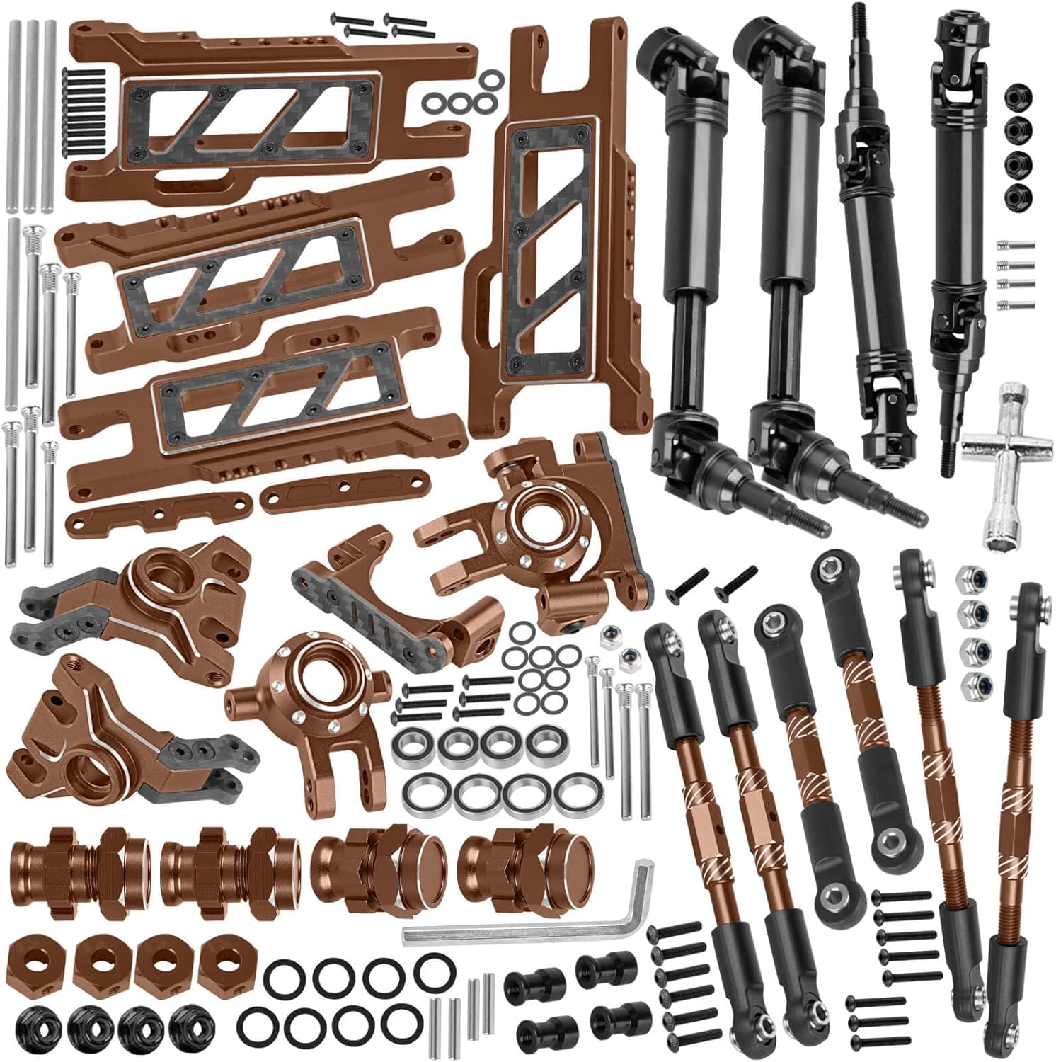 RC Upgrades Part for 1/10 Slash/Jato/Rustler/Stampede/Hoss 4X4 4WD VXL,A-Arms/Arm Mount/Caster Block/Steering Blocks/Stub Axle Carriers/Driveshaft/Camber Links/Wheel Hex/Nuts,Black