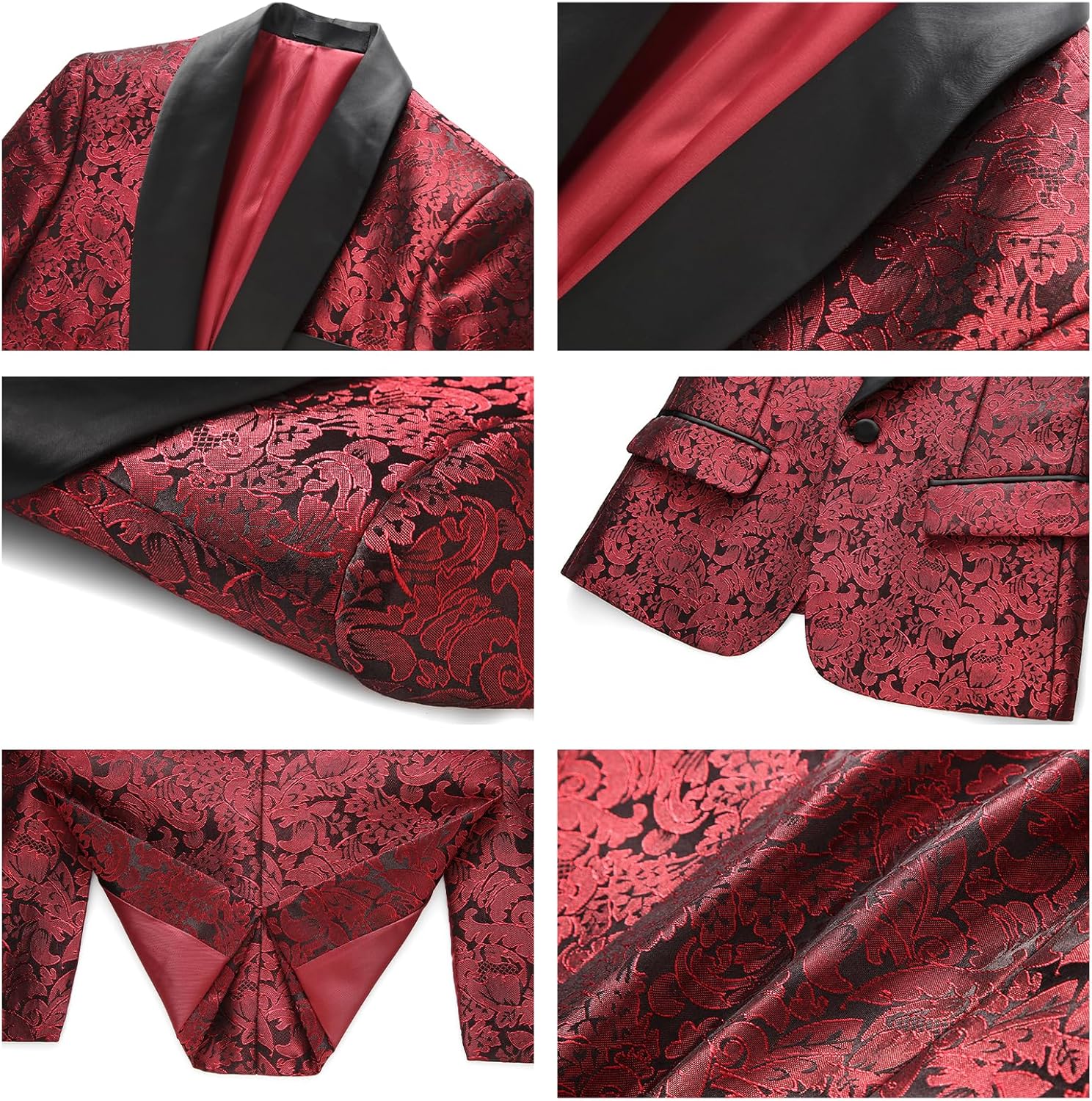 Lamgool Boys Suit 3 Pieces Slim Fit Tuxedo Formal Set with Floral Jacquard Jacket Pant Vest for Wedding Prom Party Size 4-16Y - Image 5