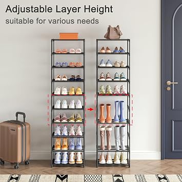Autonomier 10 Tier Tall Shoe Rack (16.3 Wide), Narrow Lightweight Shelf