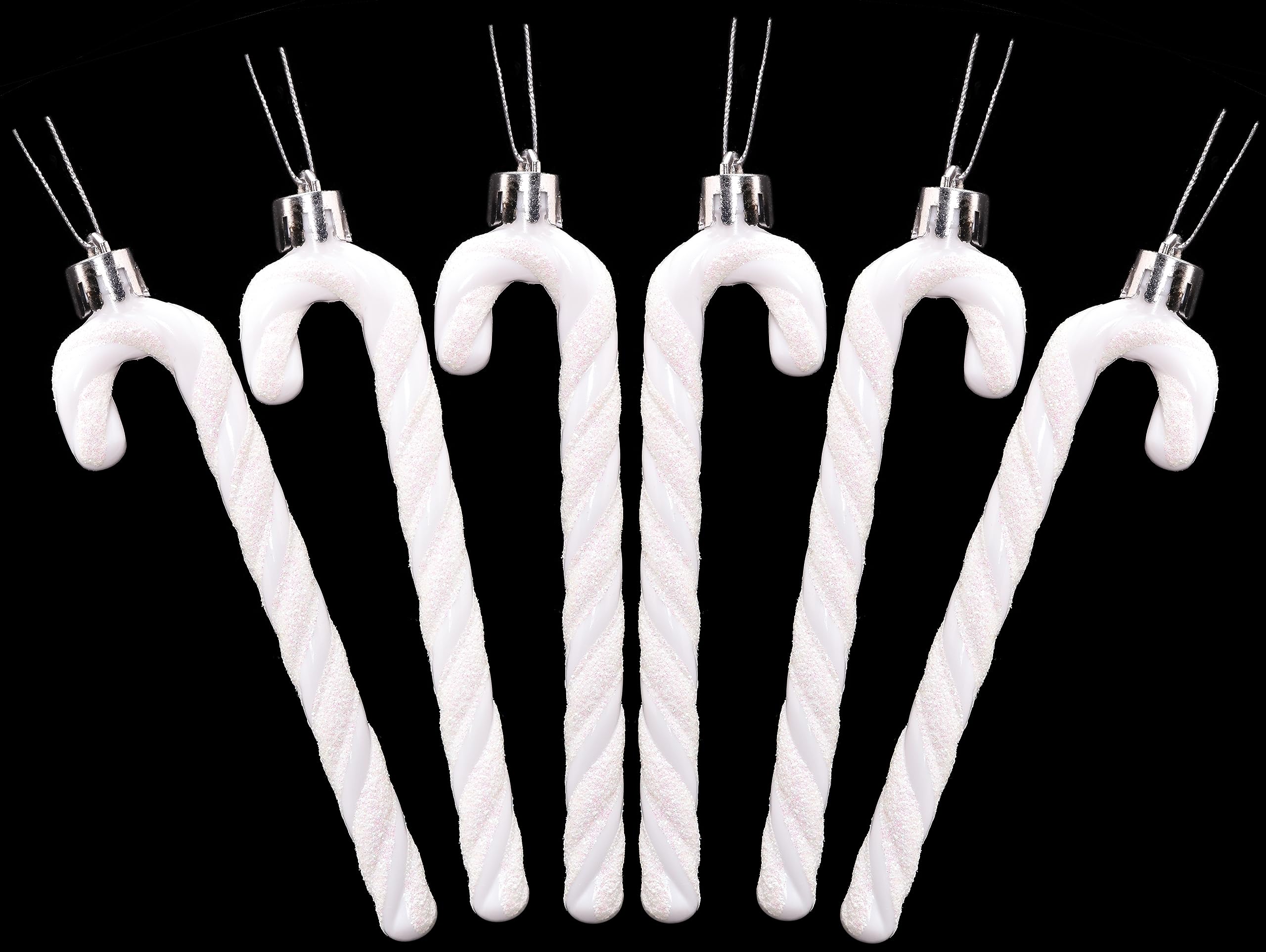 Christmas Concepts White Christmas Concepts® Pack Of 6-13Cm Glitter Candy Cane Christmas Tree Decorations (White)