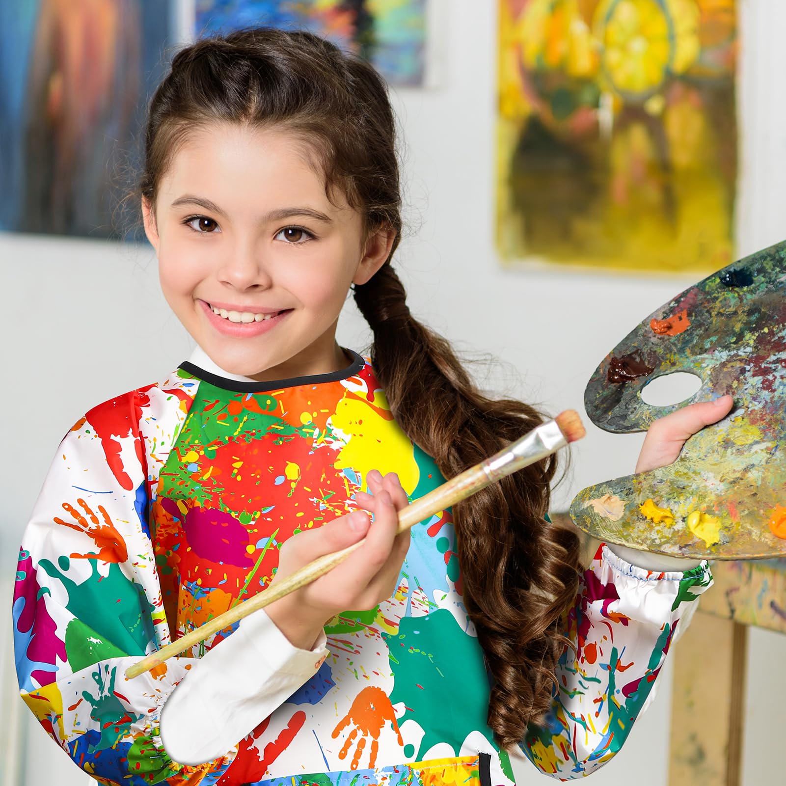 GSrenyu Kids Painting Apron, Waterproof Child Art Smock with Pocket - Image 4