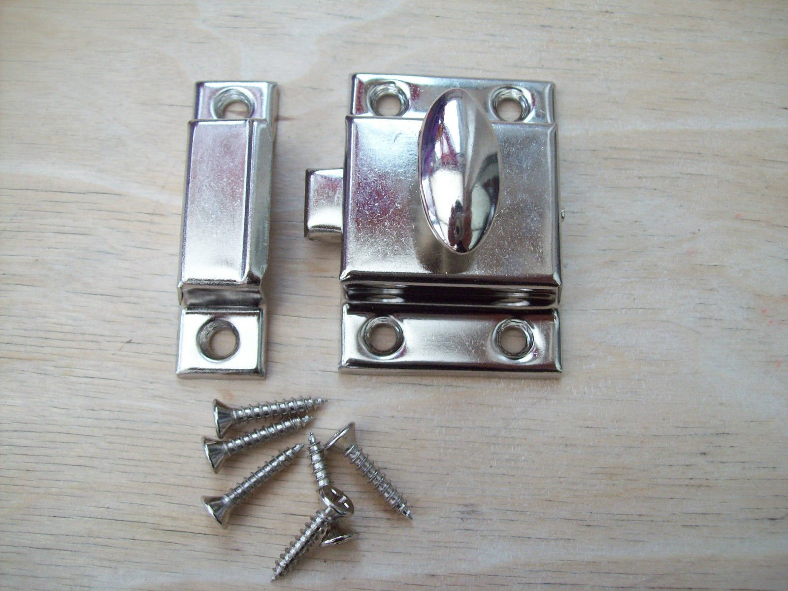 Ironmongery World Chrome/Silver Cupboard Cabinet Door Thumb Turn Thumbturn Catch Latch Lock In 3 Finishes