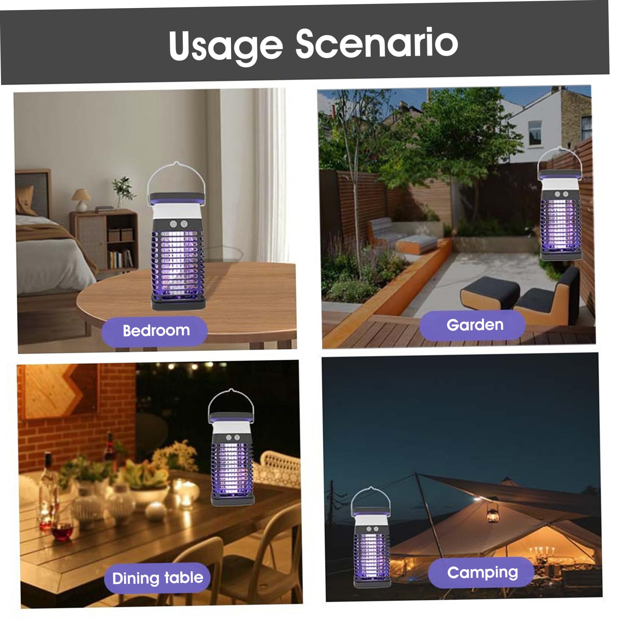 Lampada antizanzare Trappola per Mosche USB ad energia Solare con Luce UV e Luce Ambientale per Interni ed Esterni, Modello 1