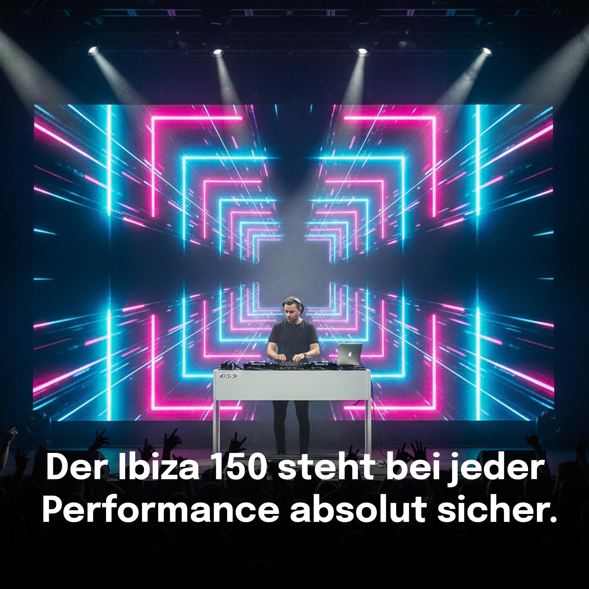 Zomo Deck Stand Ibiza 150 - DJ Tisch 153 x 50,6 x 96 cm - Weiß - MDF Holz - 46,1 kg - für 2 Decks und einen Mixer bis 19 Zoll