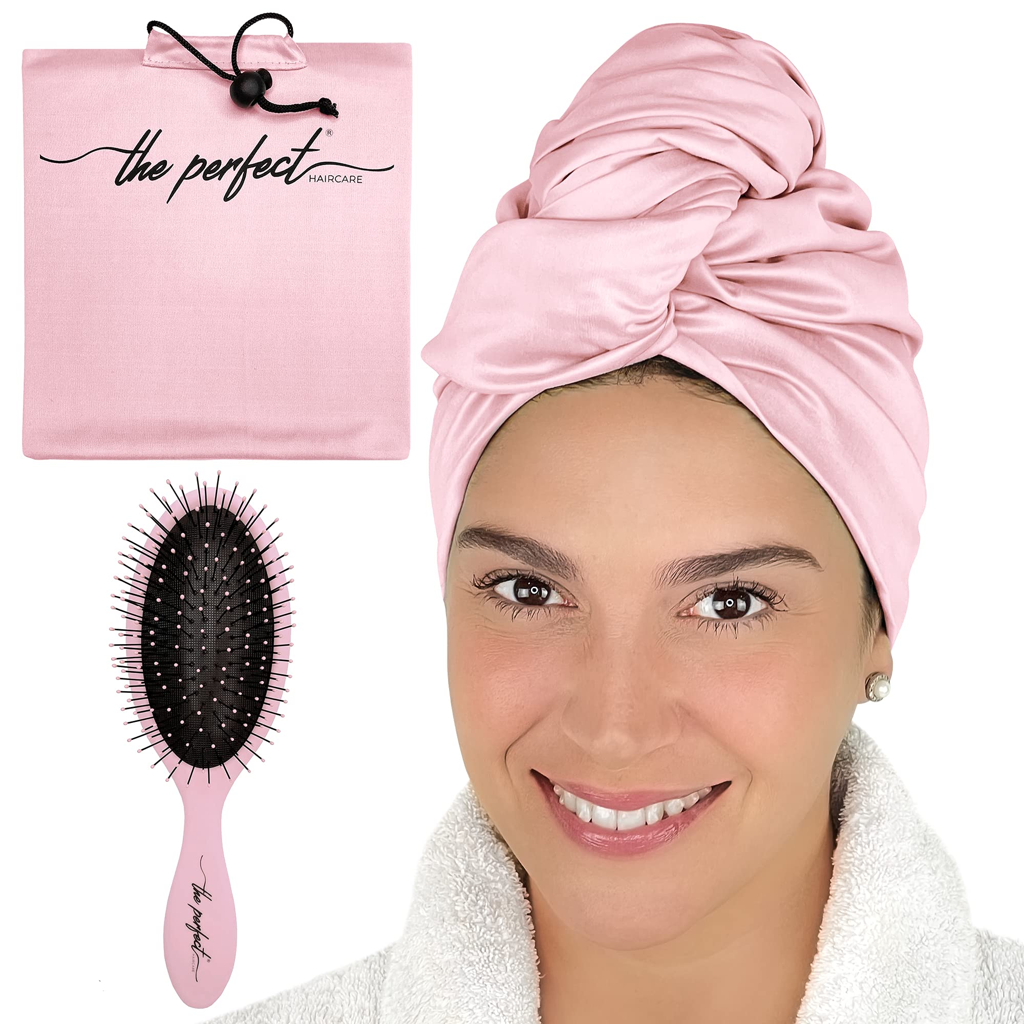 THE PERFECT HAIRCARE Microfiber Curly Hair Towel Wrap with WetDry Brush - Fast