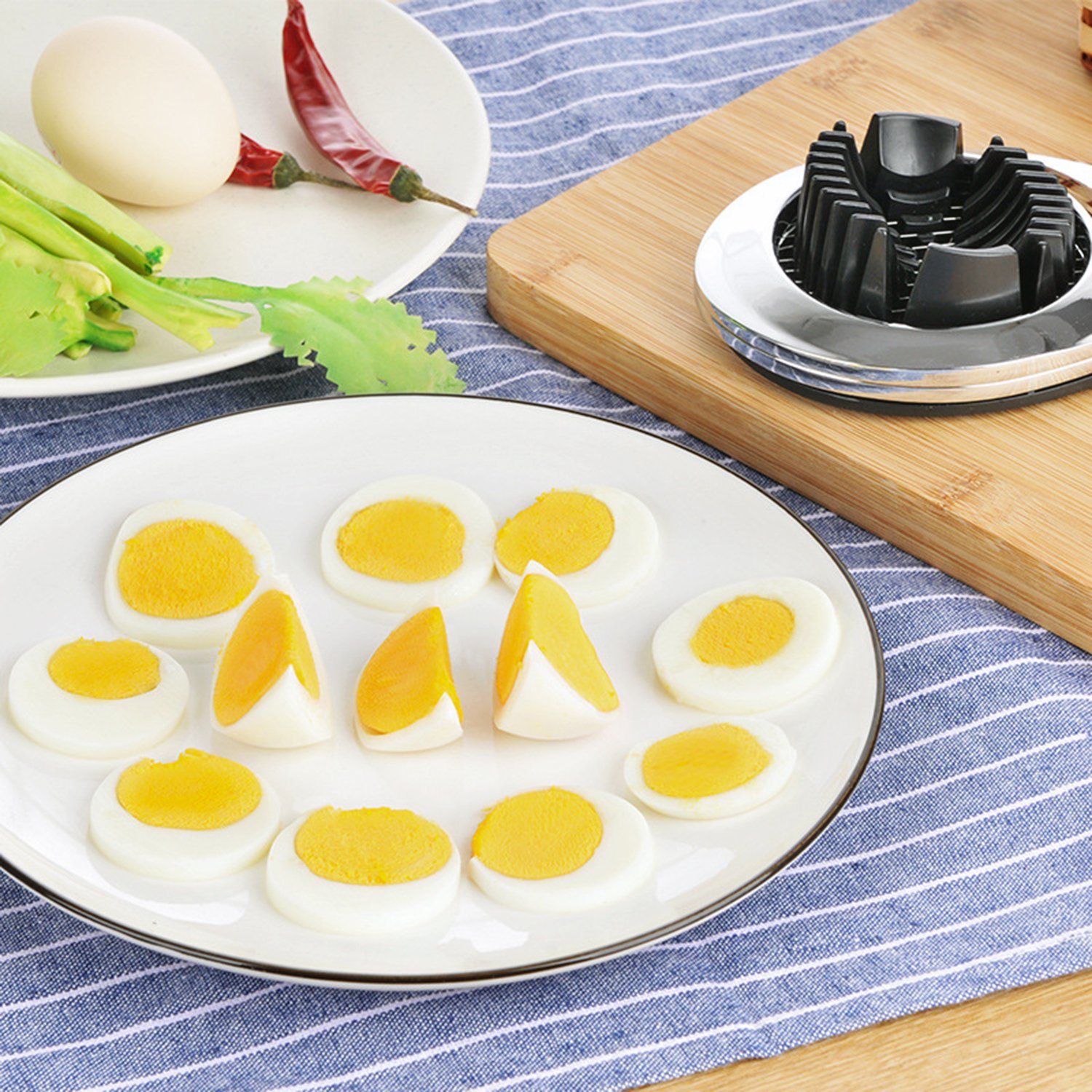 Cortador de huevos duro 3 en 1 de acero inoxidable