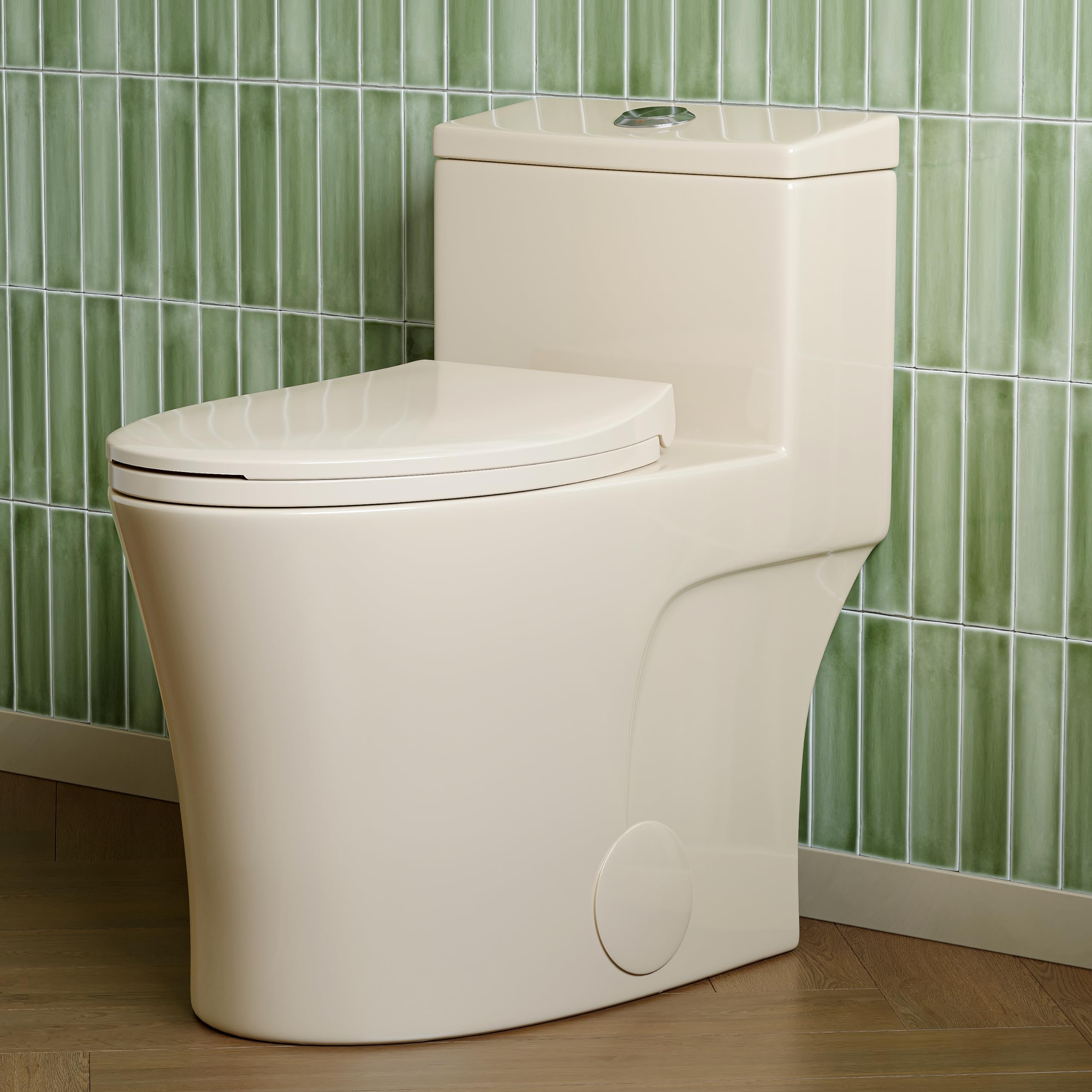 HOROW T0338WBC Elongated One Piece Toilet Bisque, ADA Toilet 17.3