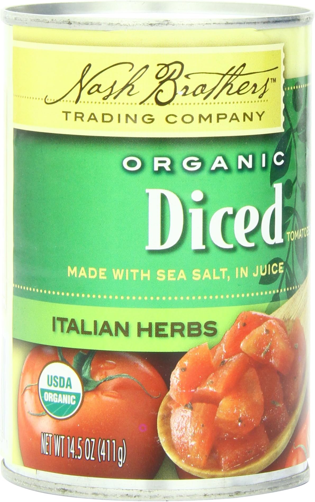 Nash Brothers Trading Organic Tomatoes with Herbs, Diced, 14.5 Ounce (Pack of 12)