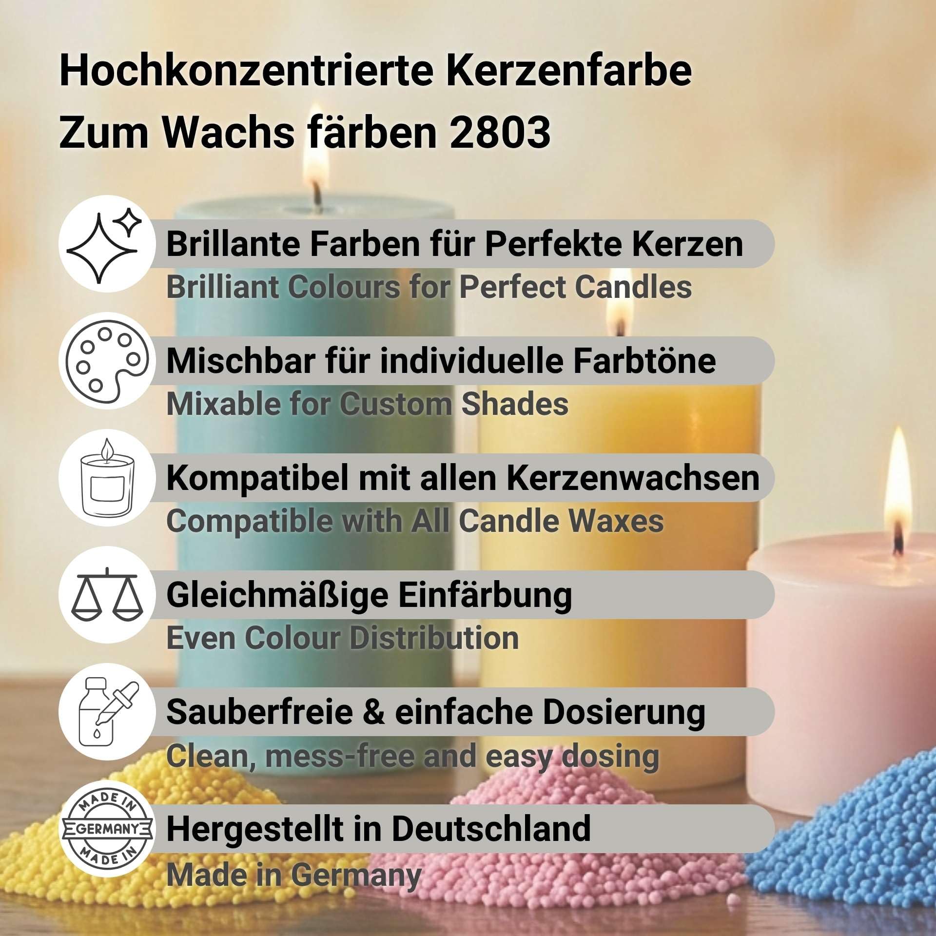 1 kg Kerzenfarbe, Wachsfarbe zum Durchfärben, Kerzen einfärben, Made in Germany (Violett 290)