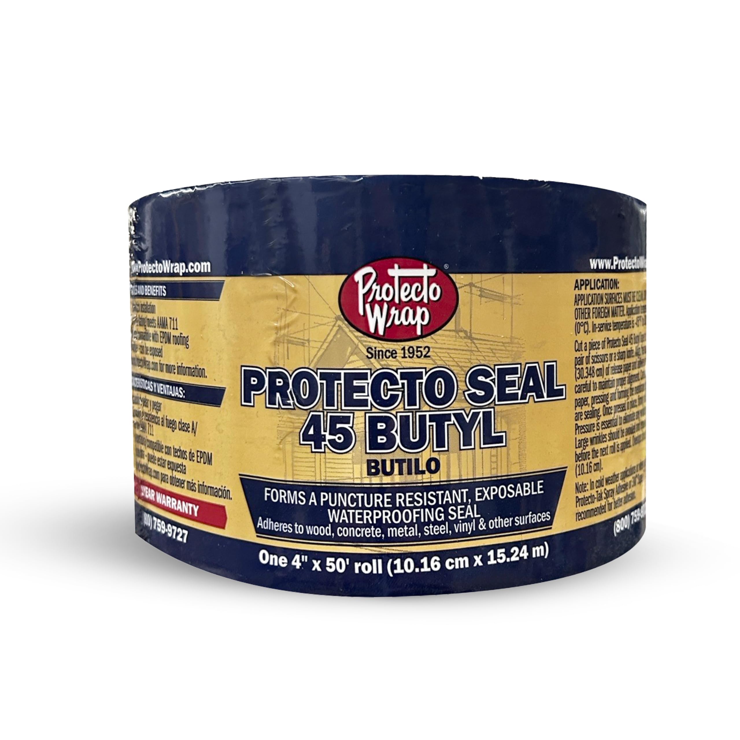 Protecto Wrap Seal 45 - Nastro impermeabile in butile per fughe di tetti, lucernari, grondaie, unità HVAC, finestre lampeggianti e riparazioni esterne - Guarnizione impermeabilizzante SW - Rotolo da