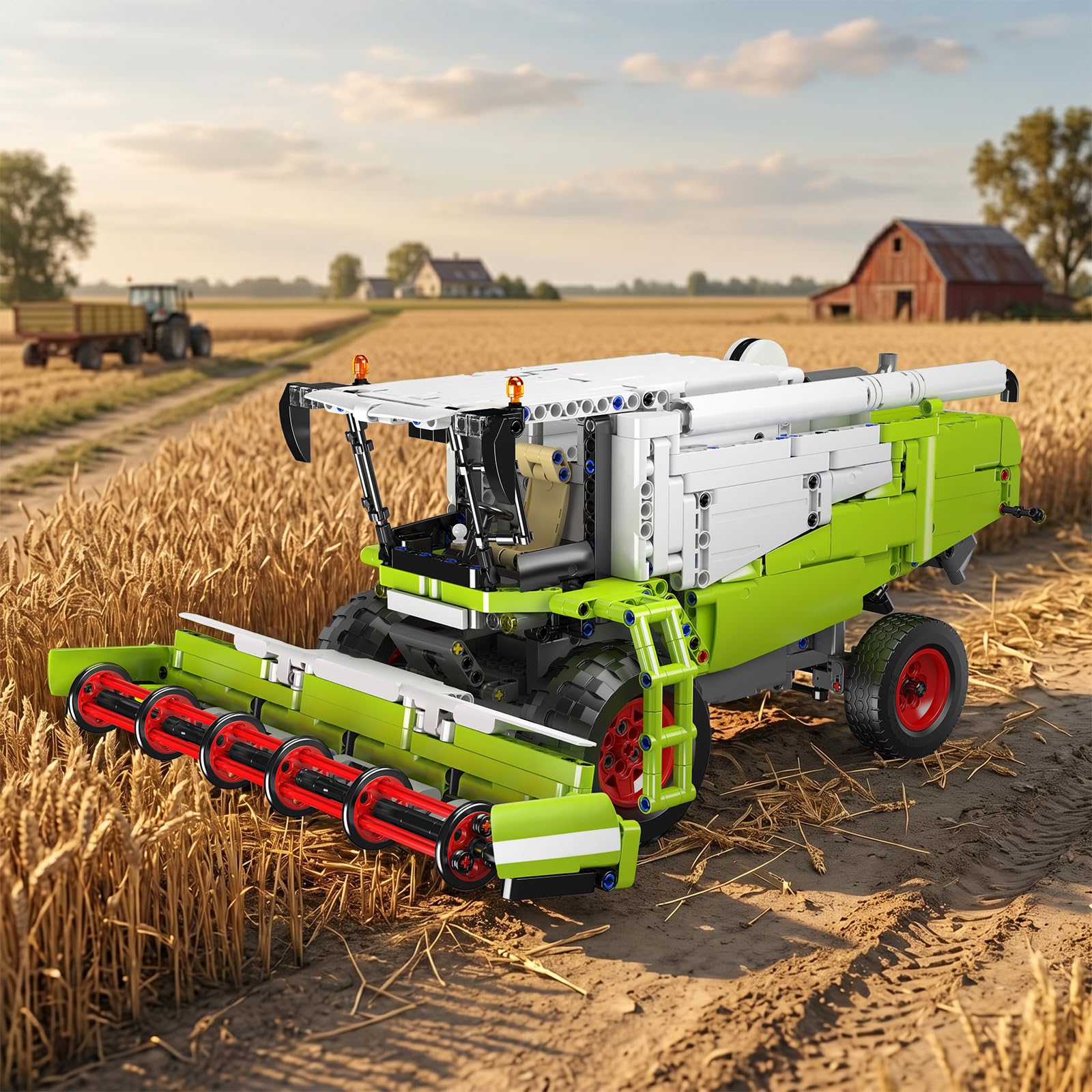 Mould King 17014 Technik ferngesteuert -Mähdrescher MOC-Elektrisch Combine Harvester Schwerlast-Baufahrzeug (1265+ Teile) Technologie Klemmbausteine Bausatz Claas Lexion 760 Traktor
