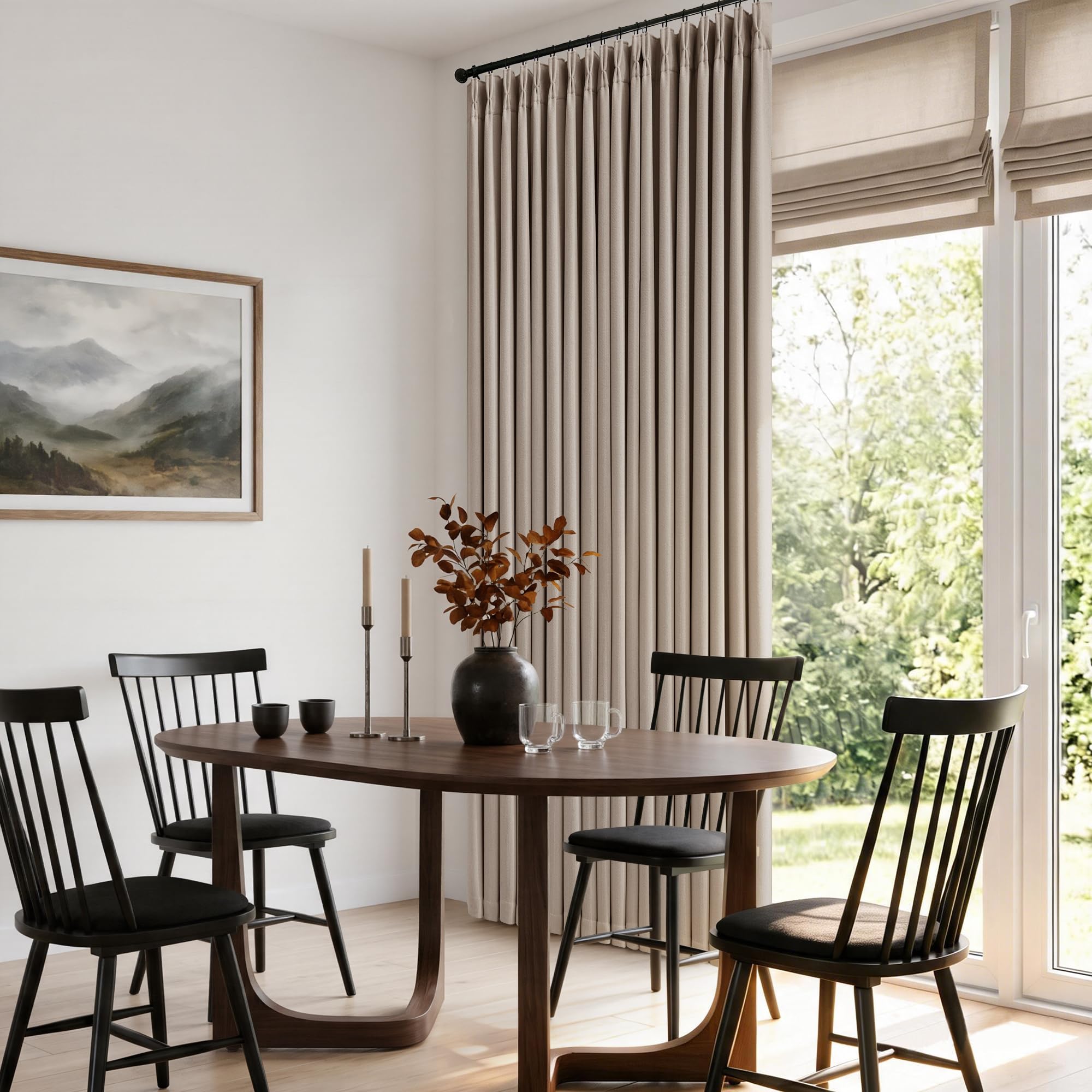 Photo 1 of [Similar item but not the same] 60 Inch Extra Wide 100% Blackout Curtains 102 Inches Long 1 Panel for Bedroom, Burlywood Birch Memory Trained Pleated Thick Linen Thermal Noise Reducing Windows Curtain Light Blocking Drapes 60x102