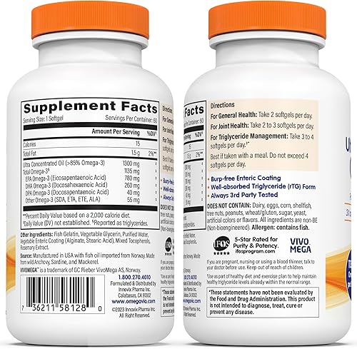 Miniatura 8 de Aceite de Pescado Omegavia pharma-grade inodorosin eructos 003onzas Omega-3Alta Omega-3por píldora 60