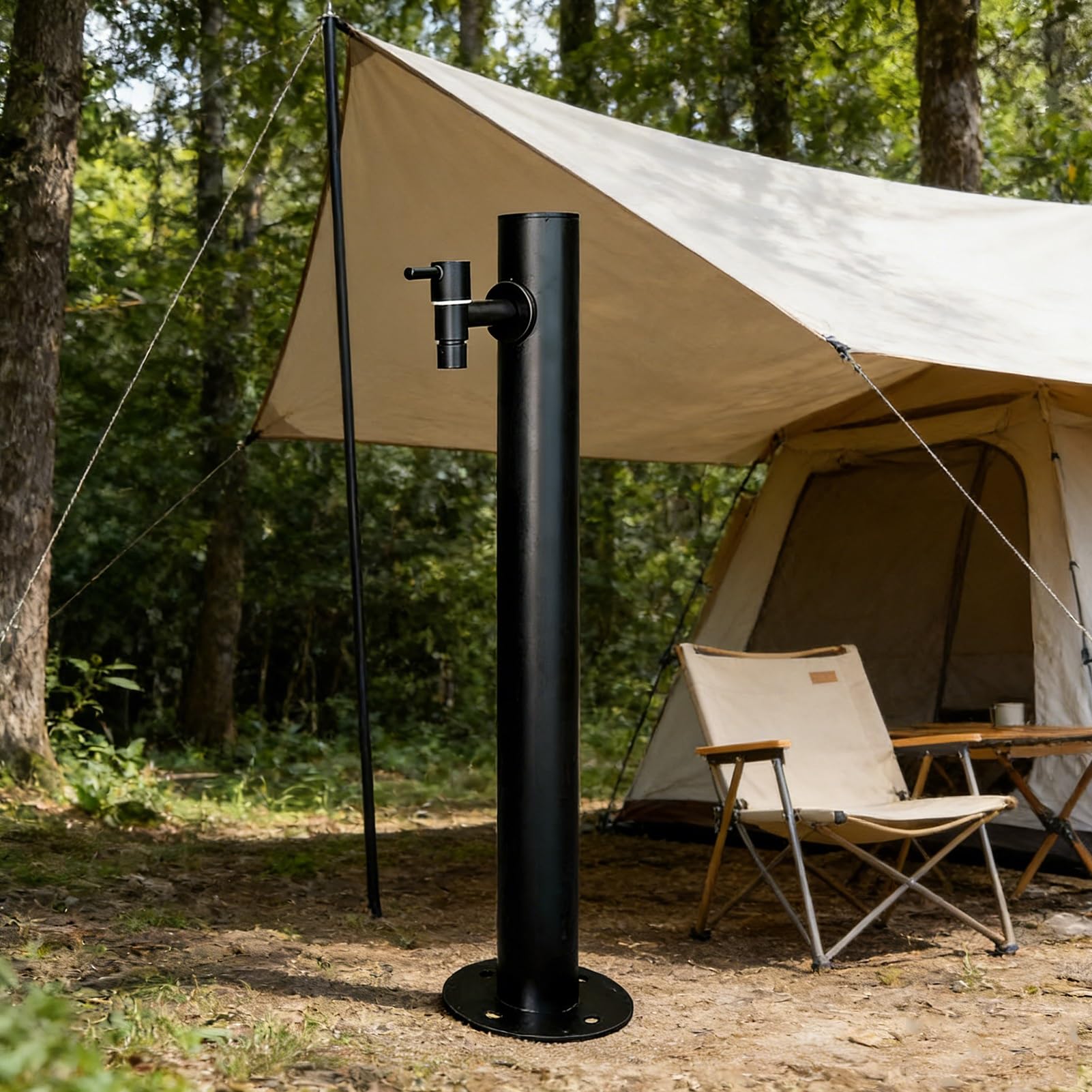 Colonne d'eau de jardin autoportante, poteau de robinet extérieur en acier inoxydable avec robinet pour terrasse, arrière-cour et irrigation de jardin