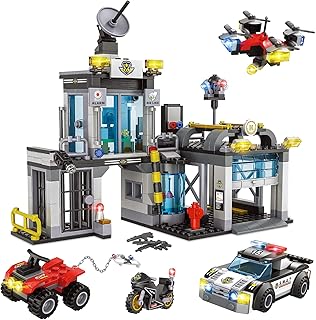 City Police SWAT Station Building Blocks Set 564PCS, SWAT Station Playset Kit with S.W.A.T Cop Car, Motorcycle, ATV, Drone, Police Chase Game Building Toys Xmas Gifts for Boys Kids Ages 6+
