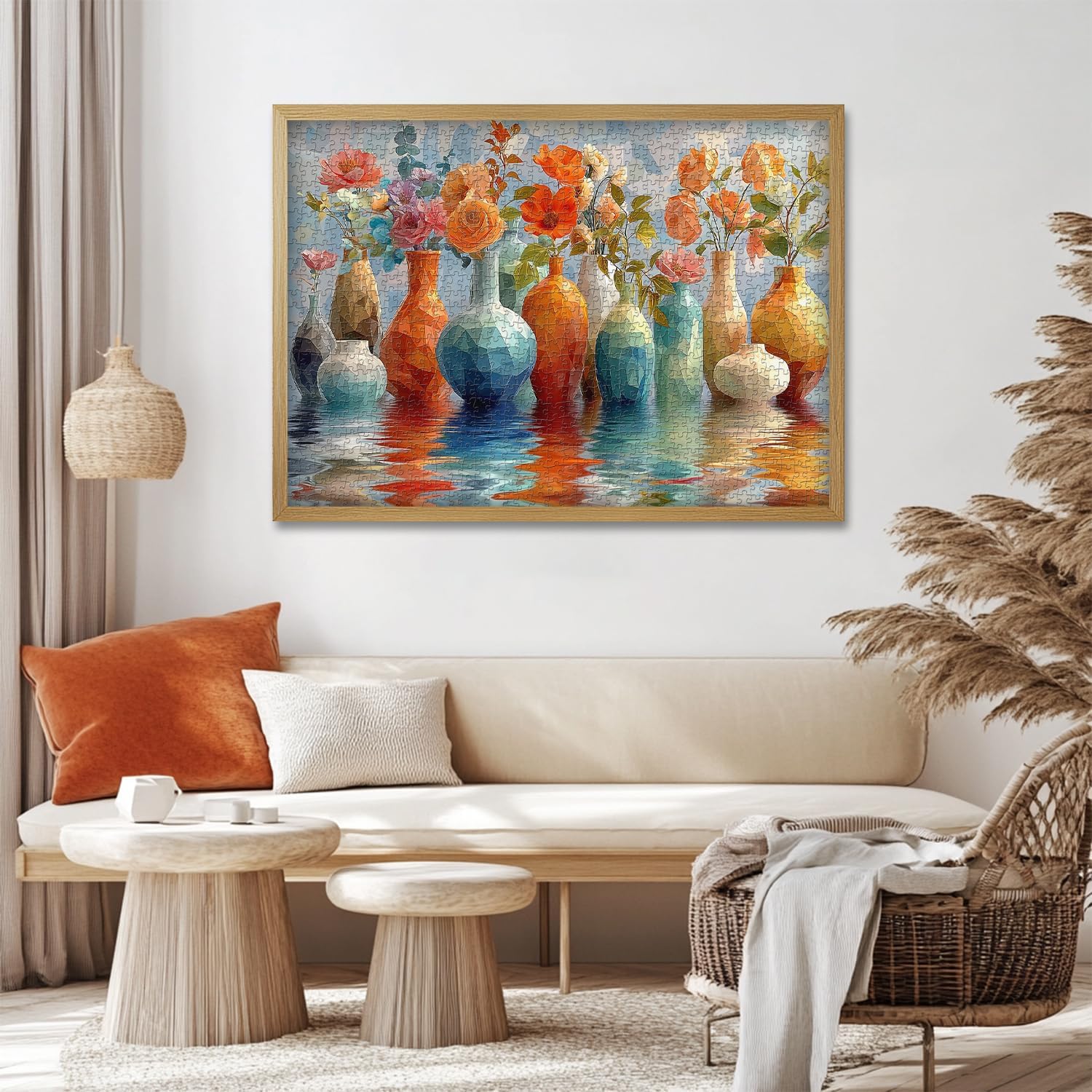Colorful Wildflower Puzzle for Adults 1000 Pieces, Larkipuzz Difficult Flower Plant Jigsaw Puzzle Rainbow Art, Hard Challenging Gradient Floral Vase Art Theme as Home Decor