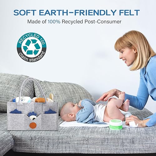 Miniatura 3 de Maliton Organizador de pañales  Organizador de pañales para almacenamiento de guardería, organizador de pañales de fieltro para cosas de bebé con