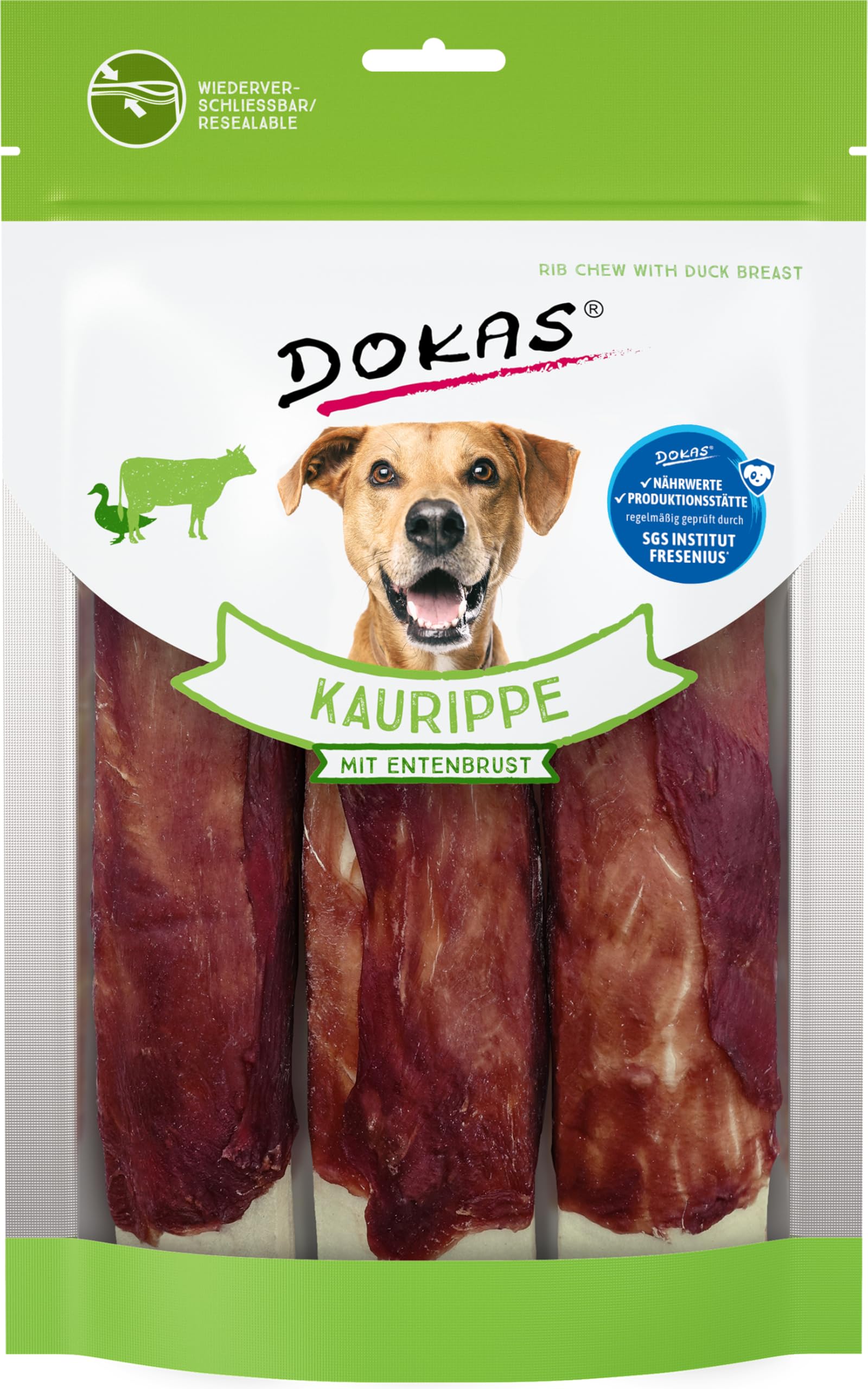DOKAS Getreidefreier Premium Kausnack für Hunde – Ideal für große Hunde, 210 g (10er Pack)