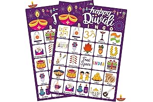 Happy Diwali Bingo Set for Kids - Diwali Party Favors and Activities
