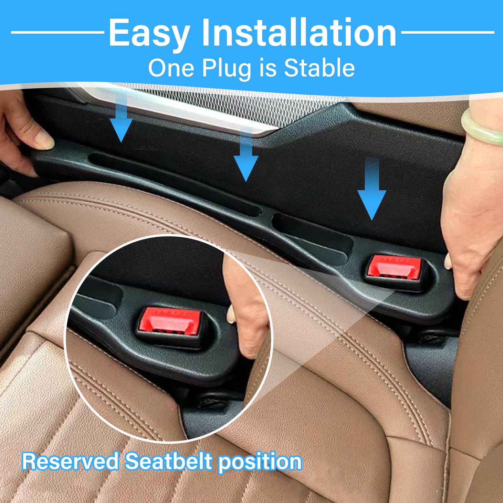 2-Pack Car Seat Gap Filler | EVA Leak-Proof Strip To Stop Phone & Keys Falling Between Seats
