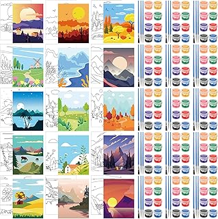 Sherr 15 Pack 75 Pcs Pre Drawn Painting Canvas for Adults 8 x 10 Inch Pre Painted Canvas Sip and Paint Party Favors Kit for Adults Paint Party(Fresh Style) - Buy now
