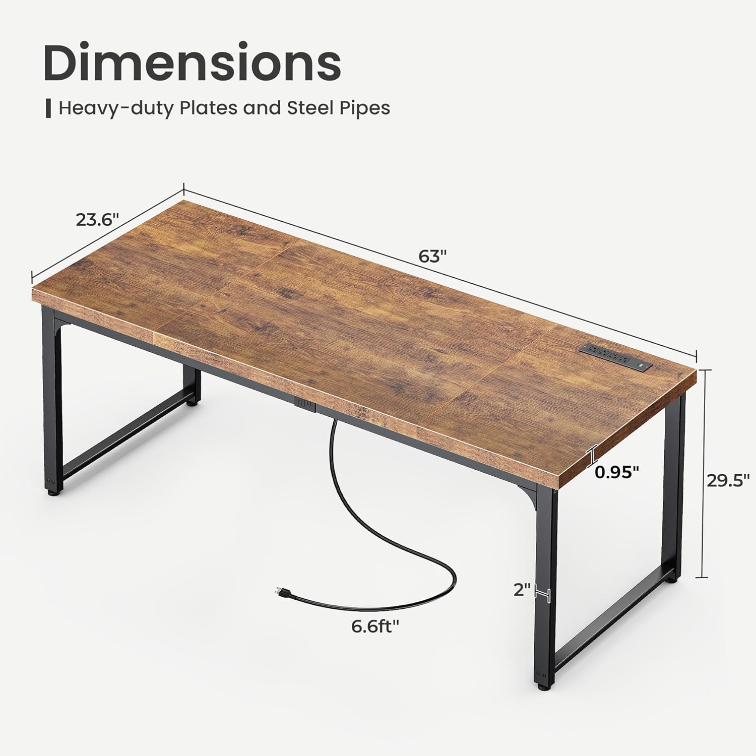 Transform Your Workspace: Review of the Huuger 63" Desk with Power Outlets