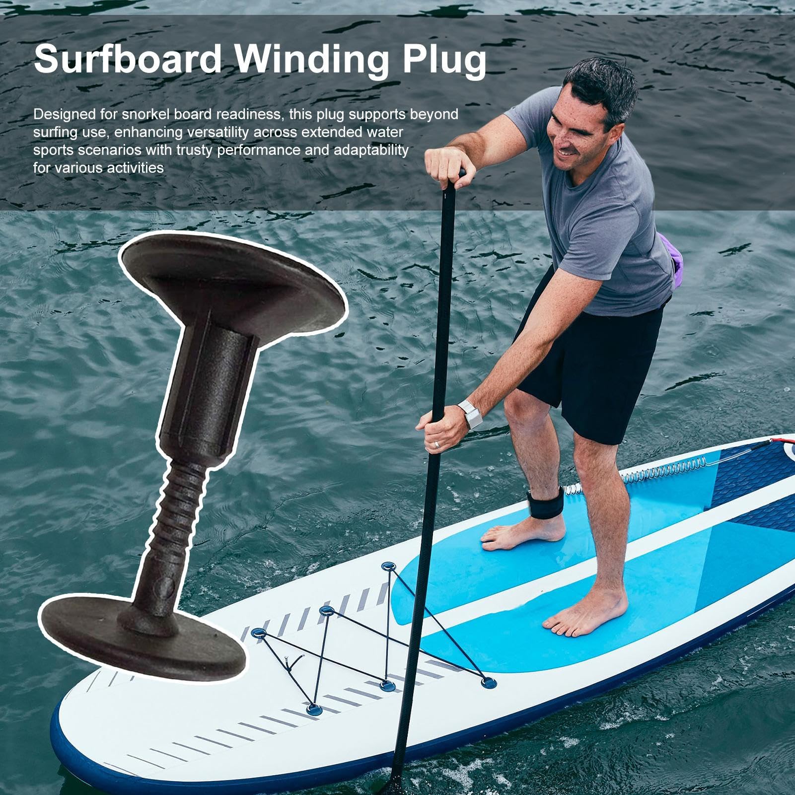 Enchufe para tabla de surf de cuerda para correa, accesorio portátil de fijación bobinado