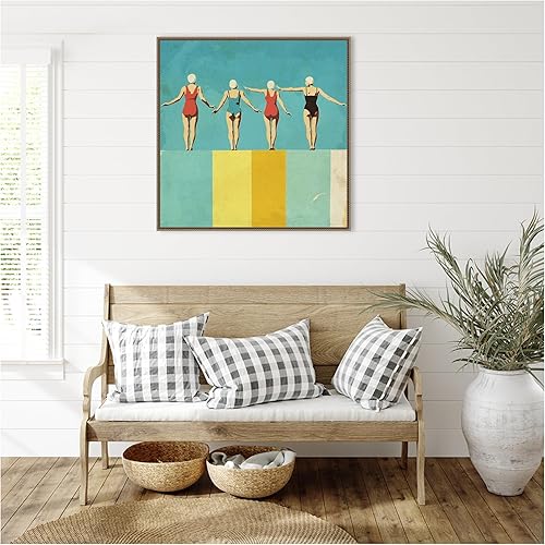 Miniatura 5 de Amanti Art Framed Canvas Wall Art 30x30 Four Figures on The Pool by Layla Oz, Framed Wall Art Canvas, People Artwork, Traditional Decor, Large