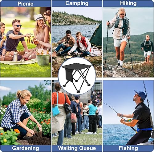 Miniatura 8 de Taburete plegable de camping para adultos, pequeño taburete de campamento portátil ligero, mini silla plegable de pesca, taburete portátil para pie