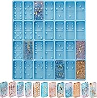 Patelai 28-Cavity Silicone Domino Mold for Resin Epoxy Chocolate Clay - 3D Jewelry Cake Pendant Making Tool, Blue Classical