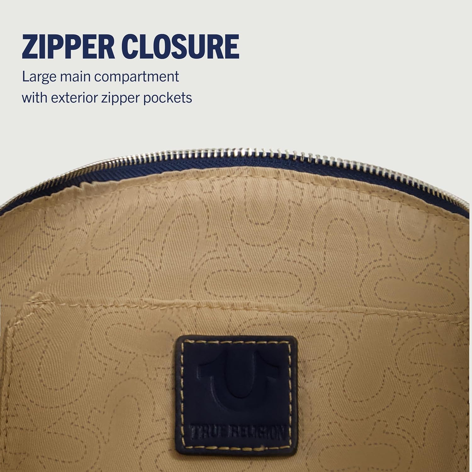 True Religion Women's Shoulder Bag Purse, Slouchy Hobo Handbag with Adjustable Strap and Horseshoe Logo