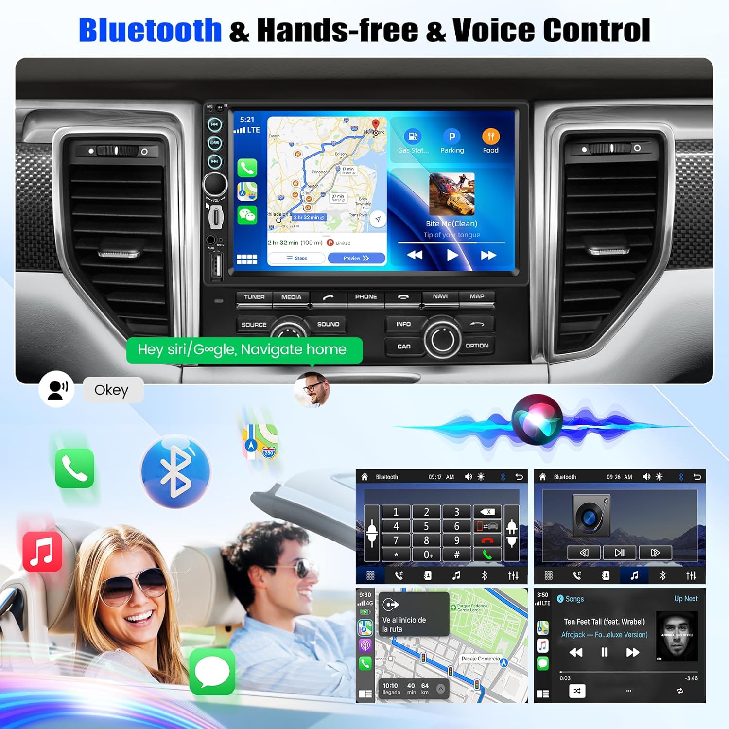 SIXTOP Car Stereo with Bluetooth and Voice Control