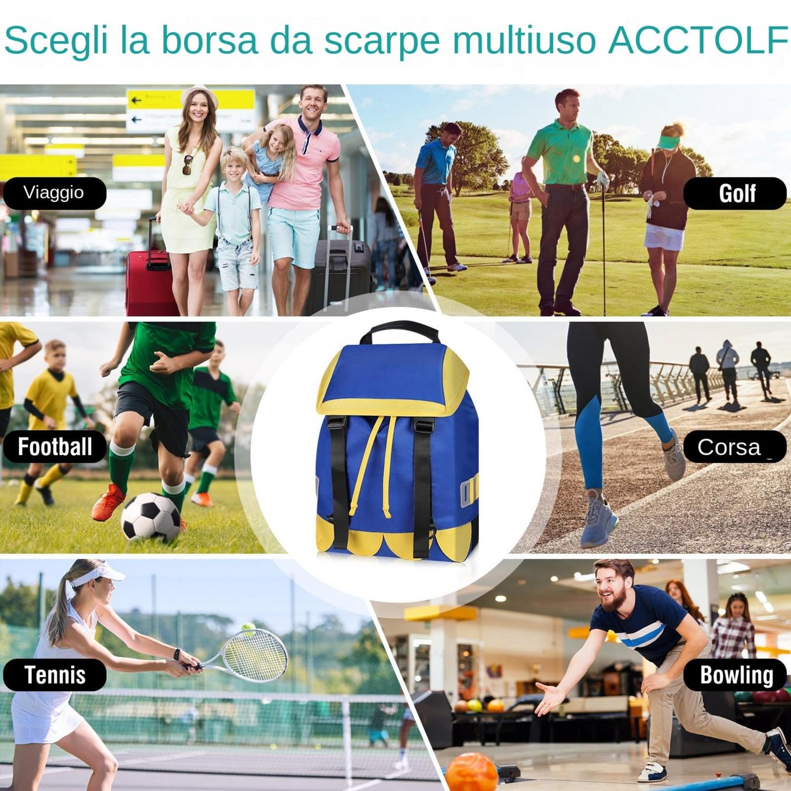 Torby na buty golfowe, torba na buty sportowe, męskie buty piłkarskie, przenośne torby na trampki golfowe, przenośna torba na buty sportowe, organizer na buty do sprzętu, Niebieska, riferimento