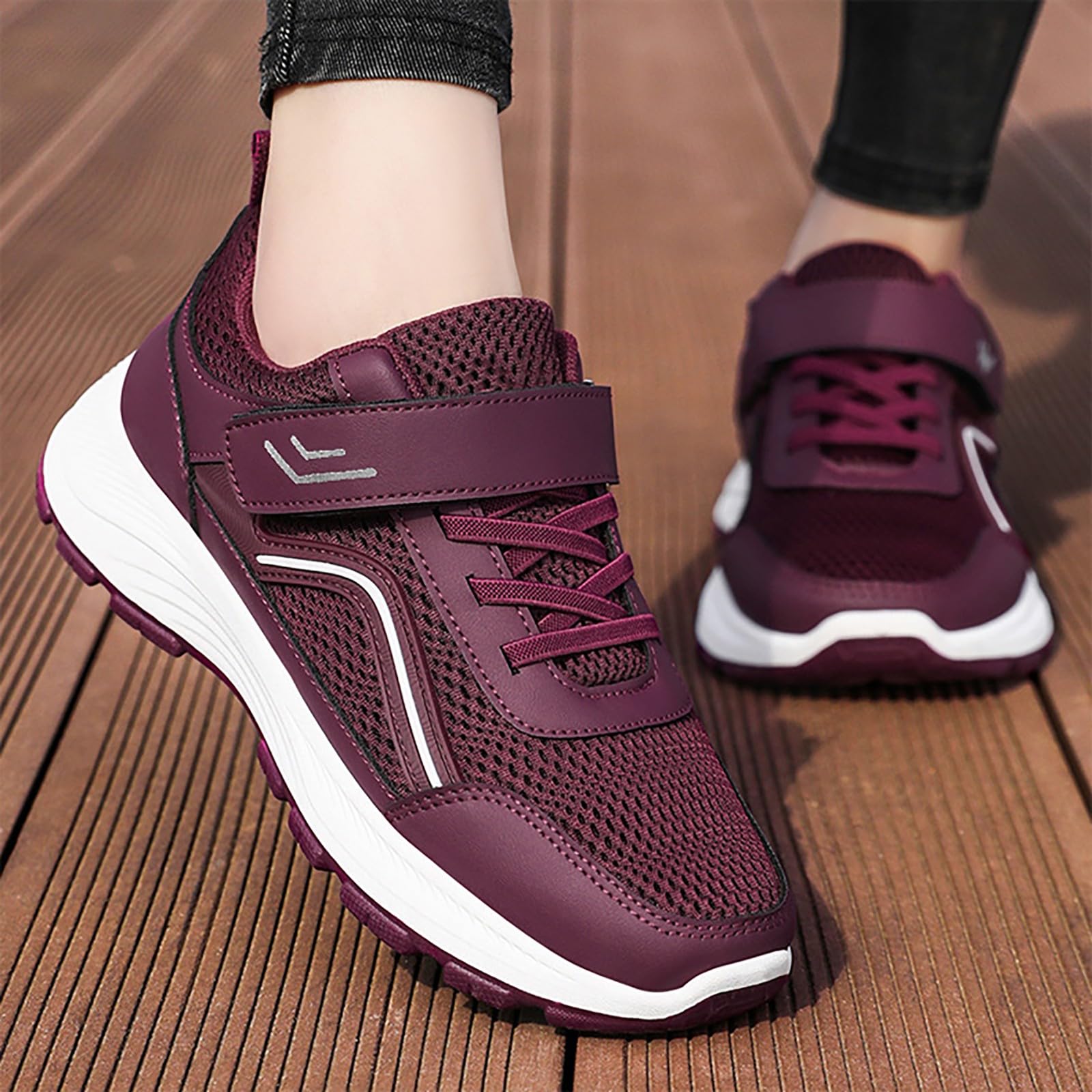 Scarpe Comode per Camminare Pianta Larga Sneakers Platform Donna Eleganti | Calzature Atletica in Tela Morbida per Uso Quotidiano Scarpe Sportive Donna Concezione Ergonomica Tessuto Sintetico