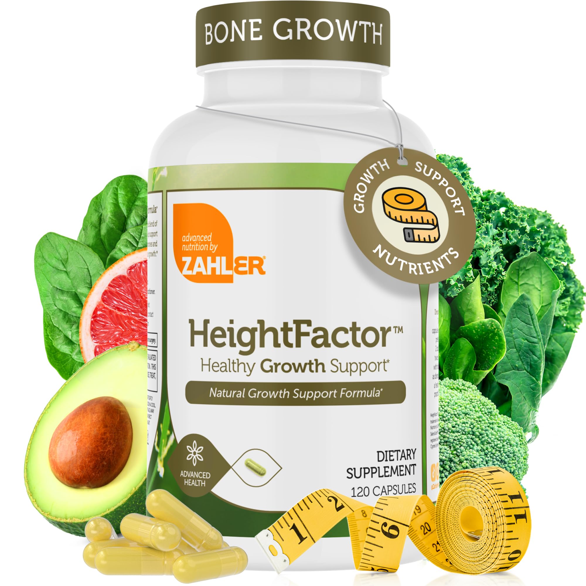 Zahler - Height Factor Healthy Growth Support Vitamin & Mineral Capsules (120 Count) - Kosher Height & Growth Supplement for Kids, Teens & Young Adults - Grow Taller Growth Hormone Support Nutrients