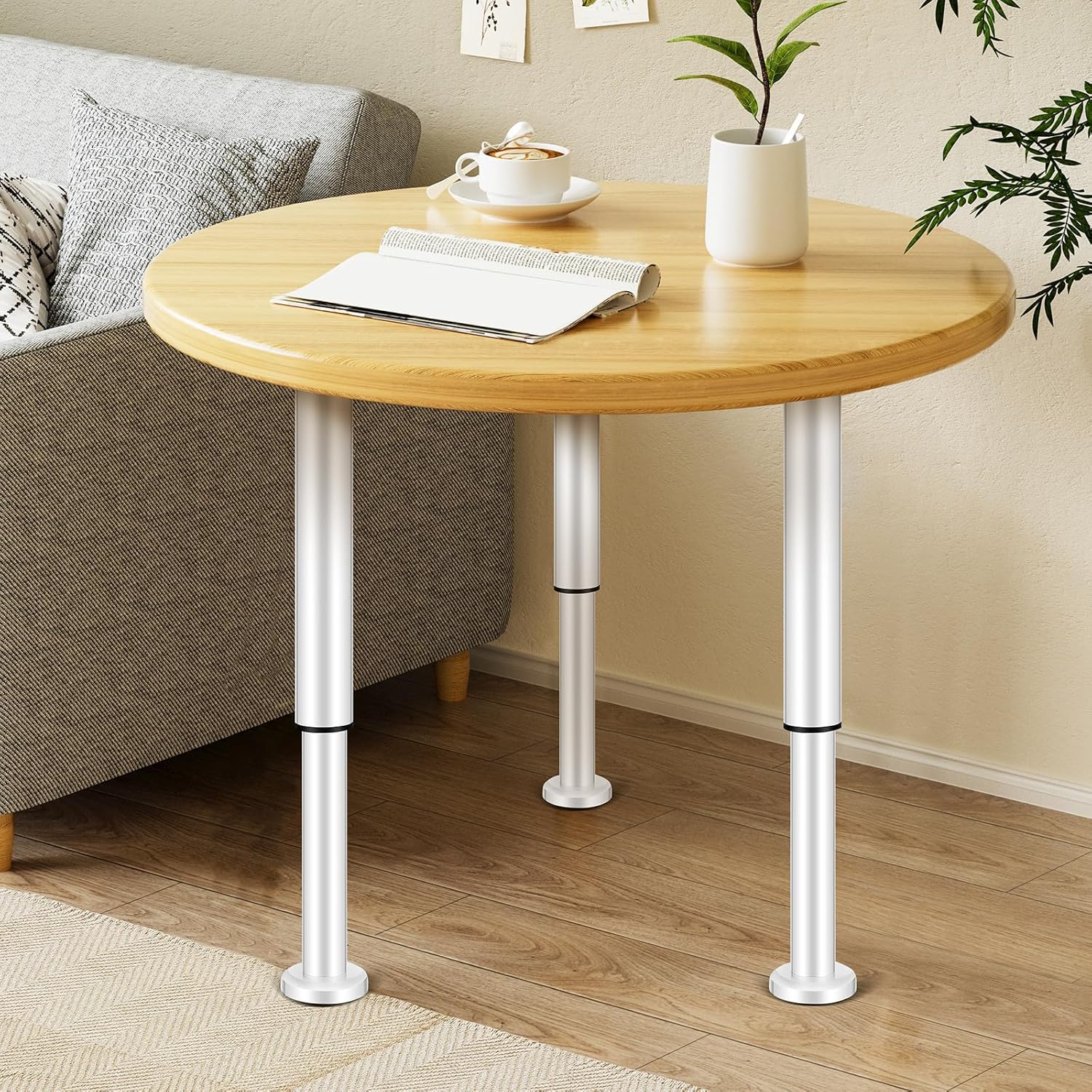 Cabilock 4pcs Adjustable Furniture Legs for Cabinet and Bed Frame Support – Telescopic Height 25-42cm with White Base – Replacement Adjustable Feet for Sofa, Table, and Kitchen Cabinets