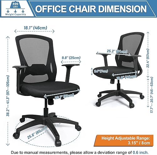 Miniatura 2 de Silla ergonómica giratoria cómoda para el hogar, oficina, oficina, escritorio, con altura ajustable, soporte lumbar para personas grandes, estudio y
