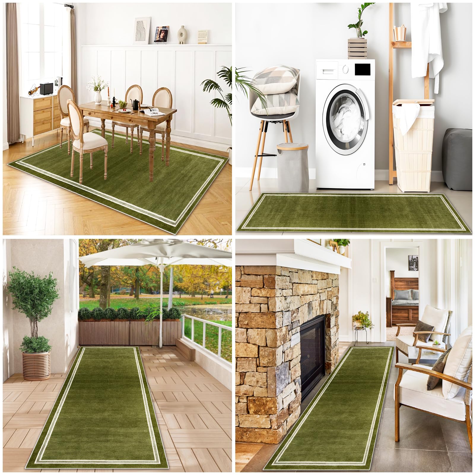 Tapis Couloir Long Tapis de Passage Couloir Paillasson Tapis de Cuisine Devant Evier Lavable Antiderapant Tapis Entree Interieur 90 x 150 cm Vert Tapis de Sol pour Couloir Cuisine Chambre