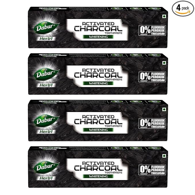 Dabur Herbl Activated Charcoal and Mint (Black Gel) 480g (120g*4) | Whitening Toothpaste, Fluoride Free | Fights Plaque & Extrinsic Stains at Rs. 300