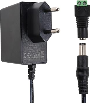 UHPPOTE 12VDC 1Amp Switching Power Adapter European 2 Pin Plug Available 5.5x2.1mm Connector Pack of 1